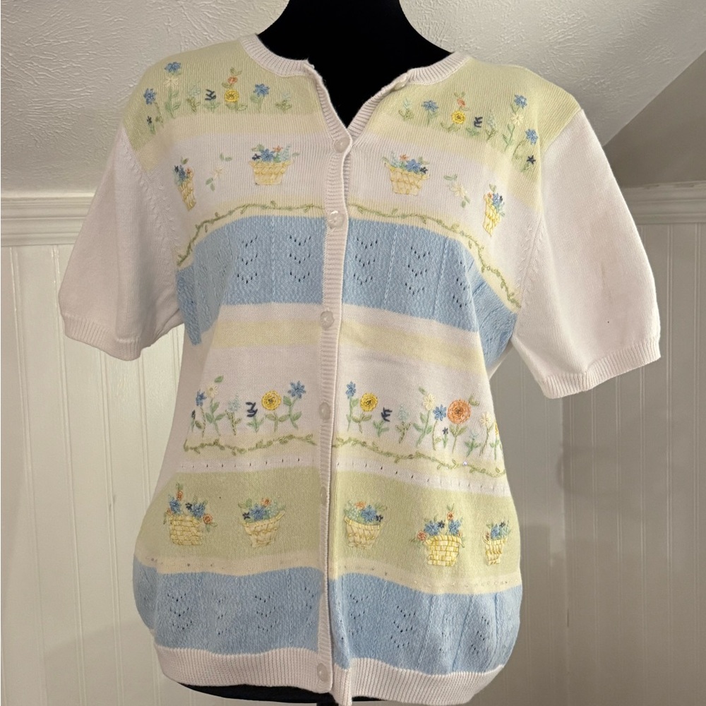 Alfred Dunner Button Down Shirt with Floral Embroidery